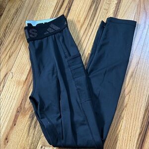 adidas Black Workout Leggings with Logo Waistband